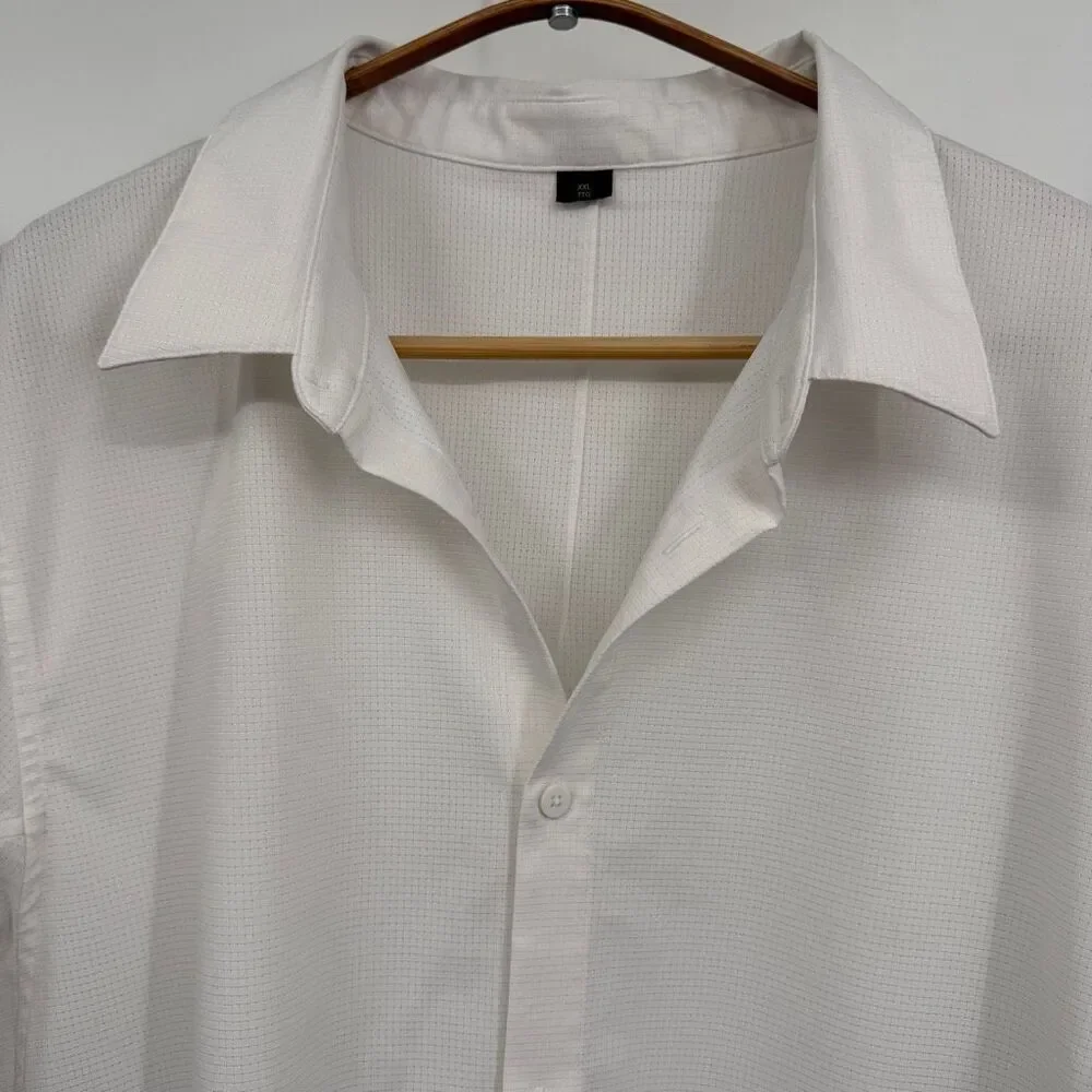 Lululemon White Short Sleeve Collared Airing Easy Button Up Shirt Size 2XL - Picture 2 of 11